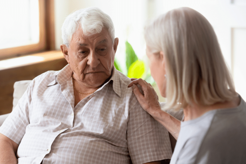 older couple distraught