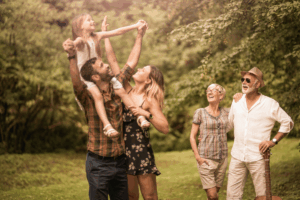 Multigenerational family in a park