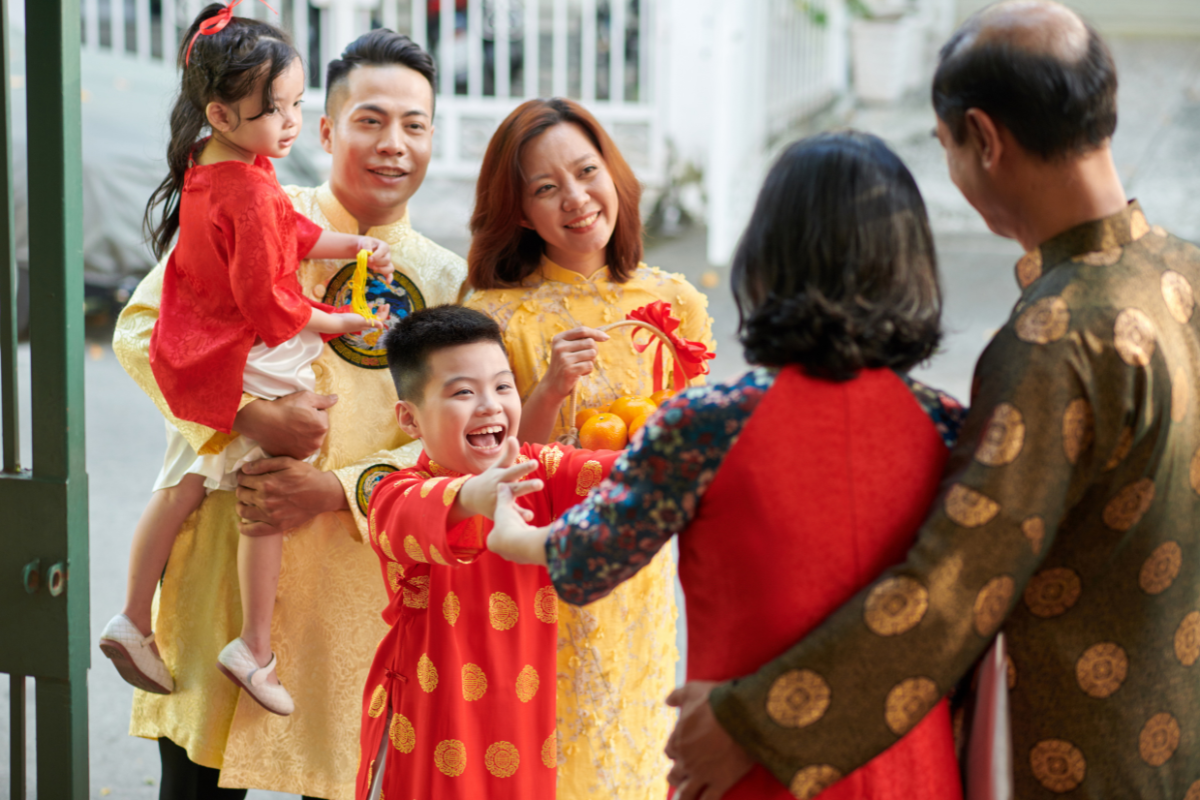 Family celebrating Lunar New Year