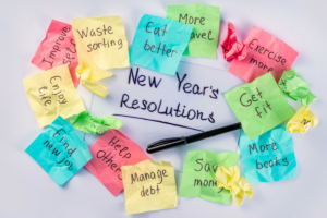 new year resolutions on post in notes