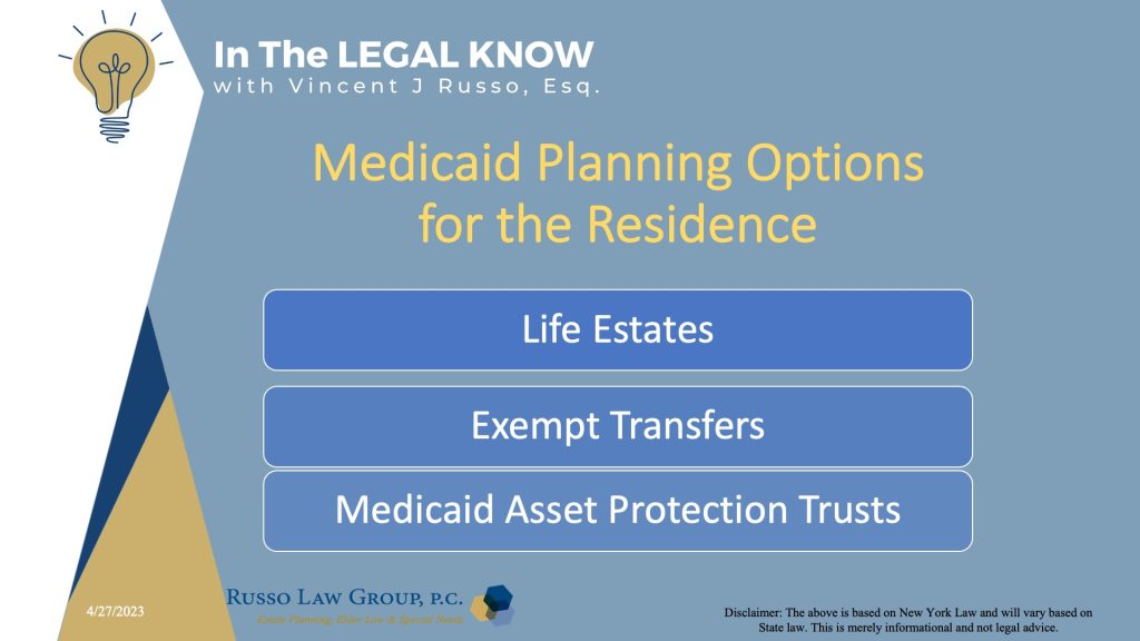 Medicaid Planning Options for the Residence