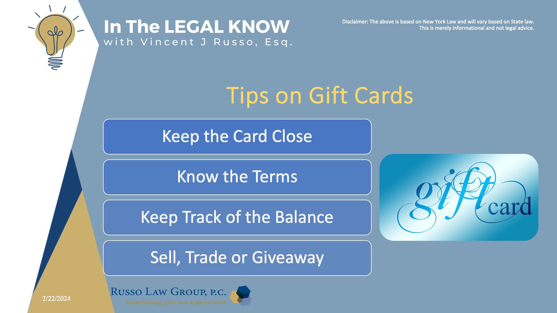 Tips on Gift Cards