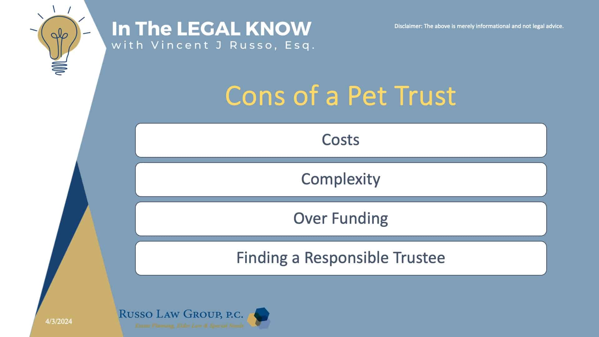 Cons of a Pet Trust