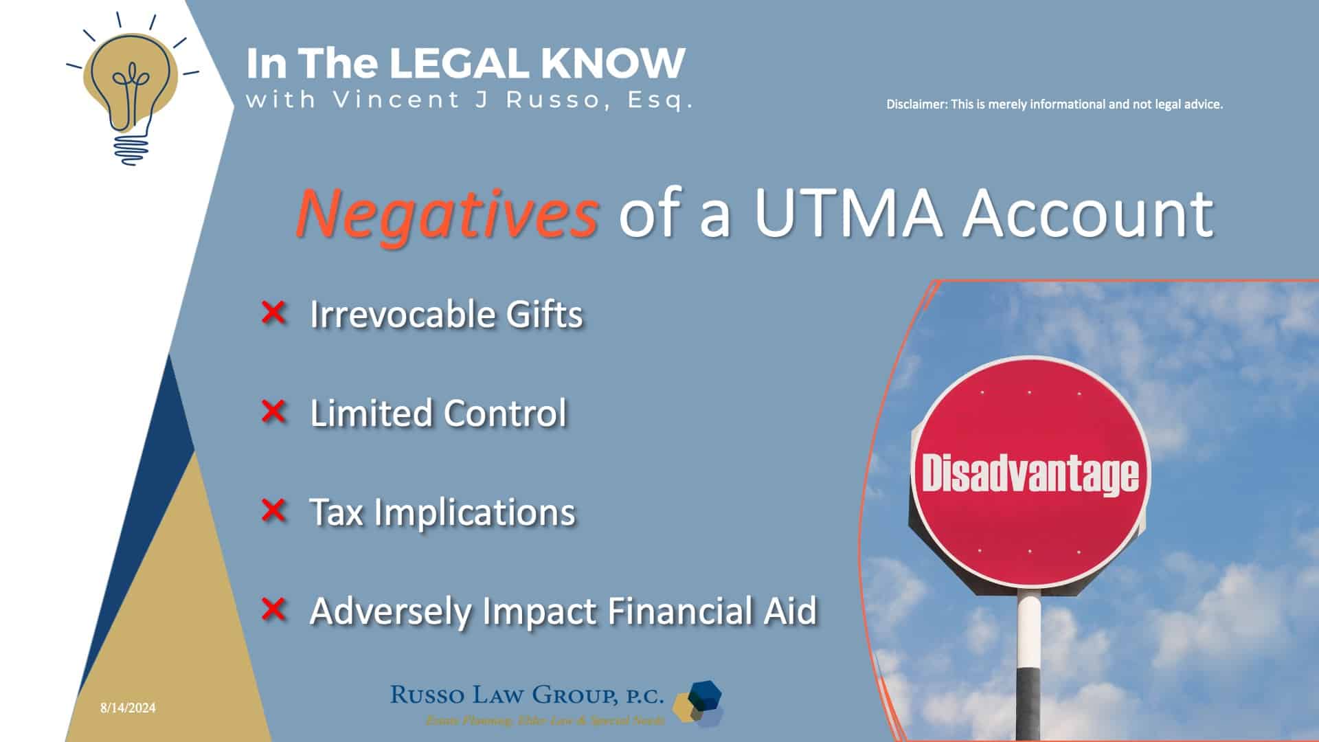 Negatives of a UTMA Account