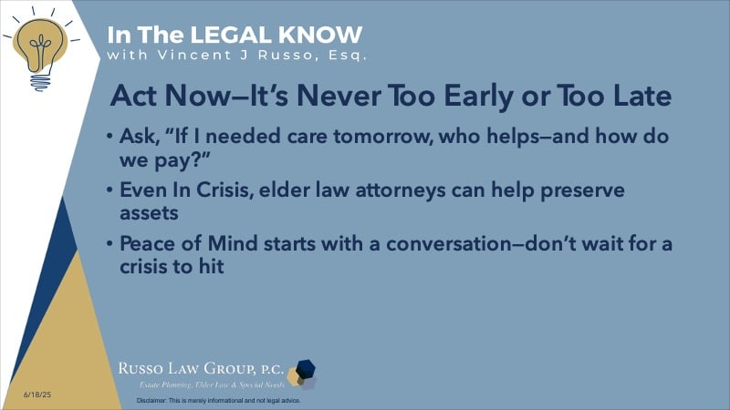 Act Now - It's Never Too Early or Too Late